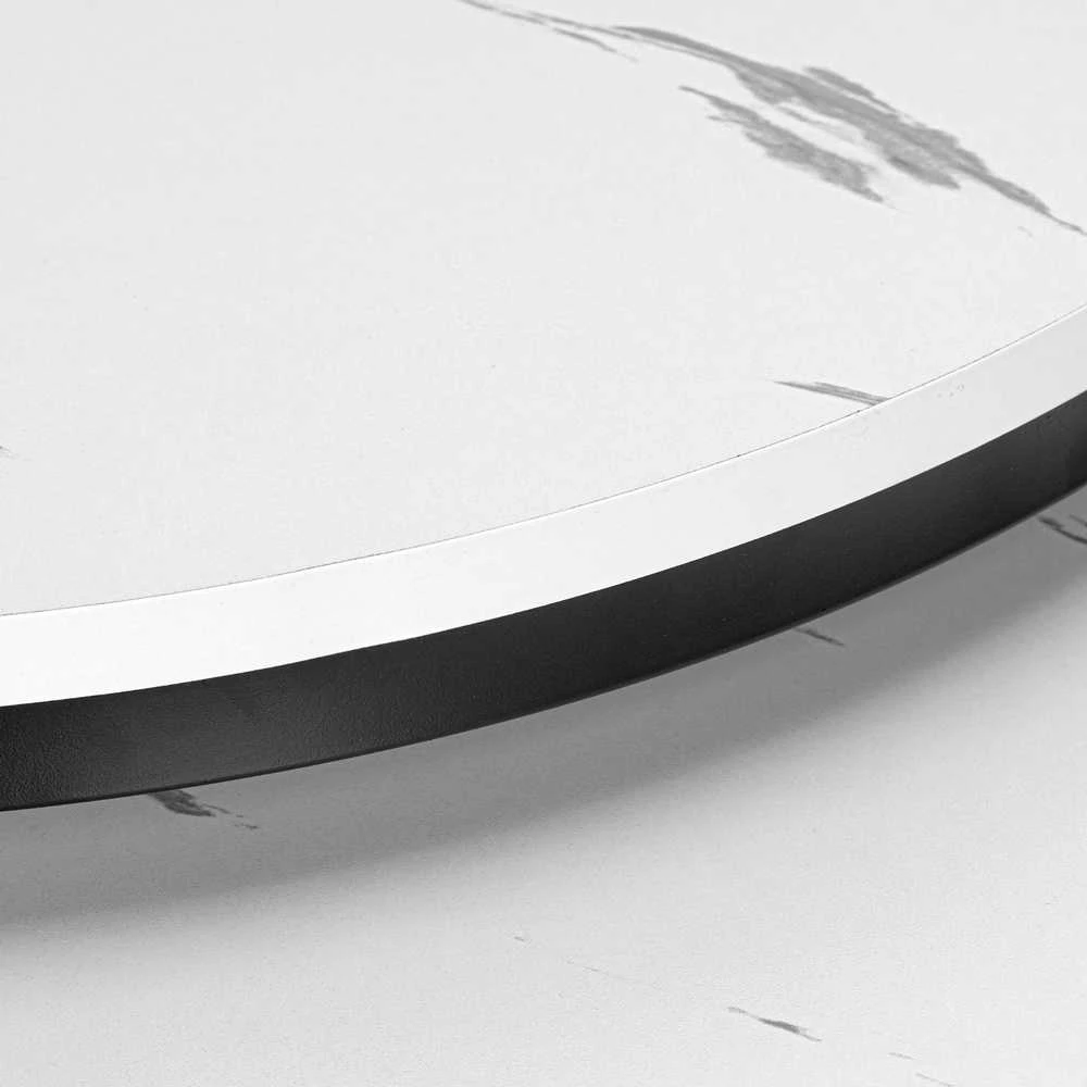Pakylamas kavos staliukų komplektas, balto marmuro efekto, taupantis vietą, Galen, lizdiniai staliukai, kompaktiški, modernūs