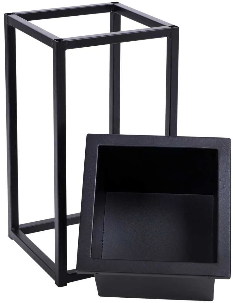 Palėpės stiliaus augalų stovas CONCOVE 40 cm, juodo metalo gėlių stovas, kambarinis vazonų laikiklis, gėlių lentyna, metalinis stovas augalams