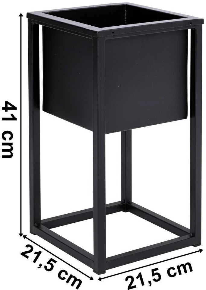 Palėpės stiliaus augalų stovas CONCOVE 40 cm, juodo metalo gėlių stovas, kambarinis vazonų laikiklis, gėlių lentyna, metalinis stovas augalams