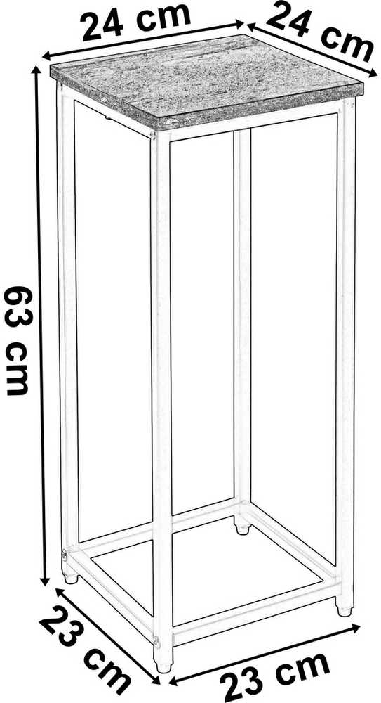 Palėpės stiliaus gėlių stovas ARBEN RUSTIC, juodo ąžuolo, 60 cm, kaimiškas, vintažinis, metalinis