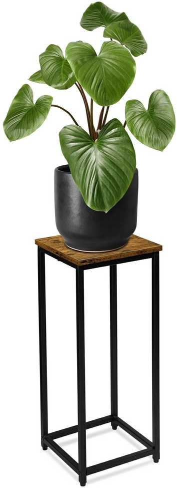 Palėpės stiliaus gėlių stovas ARBEN RUSTIC, juodo ąžuolo, 60 cm, kaimiškas, vintažinis, metalinis