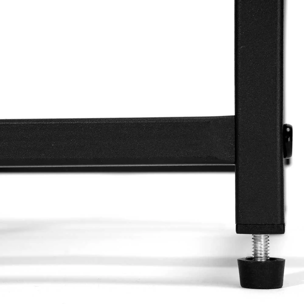 Palėpės stiliaus gėlių stovas, ąžuolo lentyna, juodo metalo gėlių stovas, 42.5 cm aukščio augalų stovas, gėlių ekspozicijai, dekoratyvinis stovas, kambarinių augalų stovas (Ekspozicinė prekė)