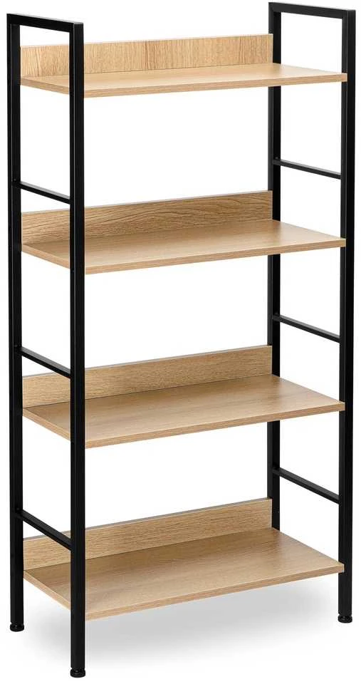 Palėpinė lentyna VARBERG MODERN OAK, industrinė vintažinė knygų lentyna, 4 lentynų stelažas, biuro lentynos, sandėliavimo lentyna
