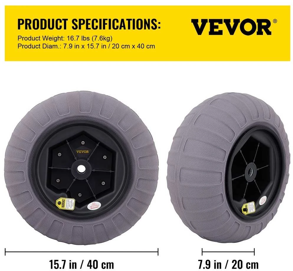 Paplūdimio balioniniai ratai, 40 cm, TPU vežimėlio padangos, kajakų vežimėliams