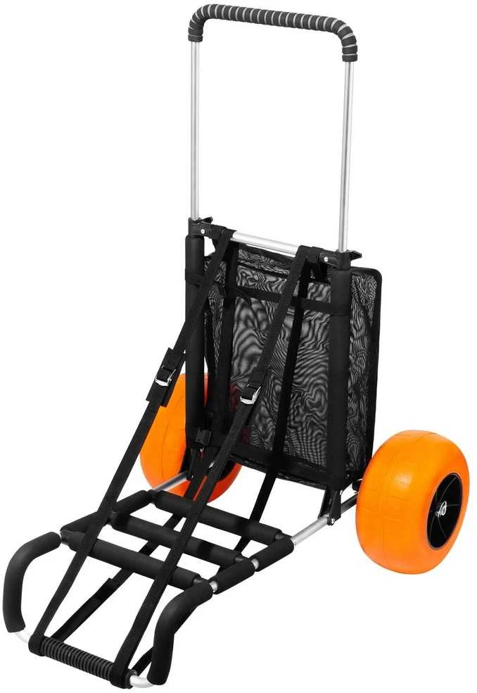 Paplūdimio vežimėlis dideliais ratais smėliui, 75.94 x 39.11 cm platforma, 74.84 kg talpa, sulankstomas, reguliuojamo aukščio, tvirtas, skirtas paplūdimiui, kroviniams