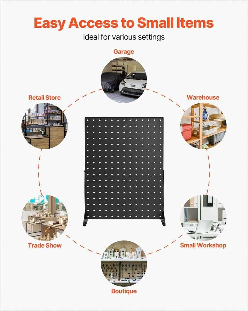 VEVOR stovo pegboard ekranas, juodas (4 vnt.)