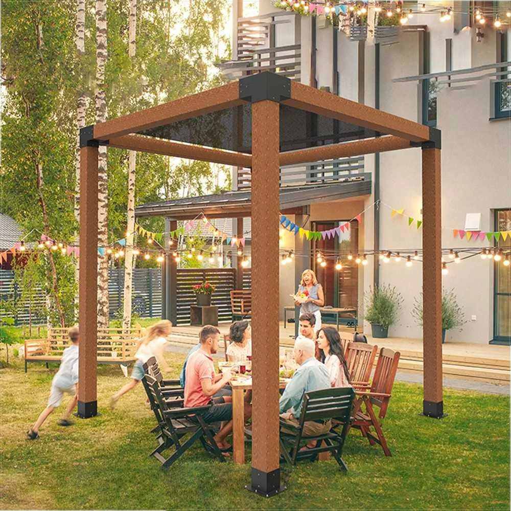 Pergolės laikiklių rinkinys su 92 x 92 mm vidiniu dydžiu, tvirtas trijų krypčių kampinis laikiklis medinėms sijoms, stulpų pagrindas pavėsinėms ir terasoms, lauko medienos jungtys