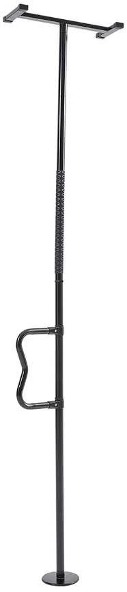 Perkėlimo stulpas nuo grindų iki lubų, 136 kg talpa, 2140-3050 mm luboms, juodas saugos turėklas, reguliuojamo aukščio atramos stulpas, vonios ir miegamojo rankena