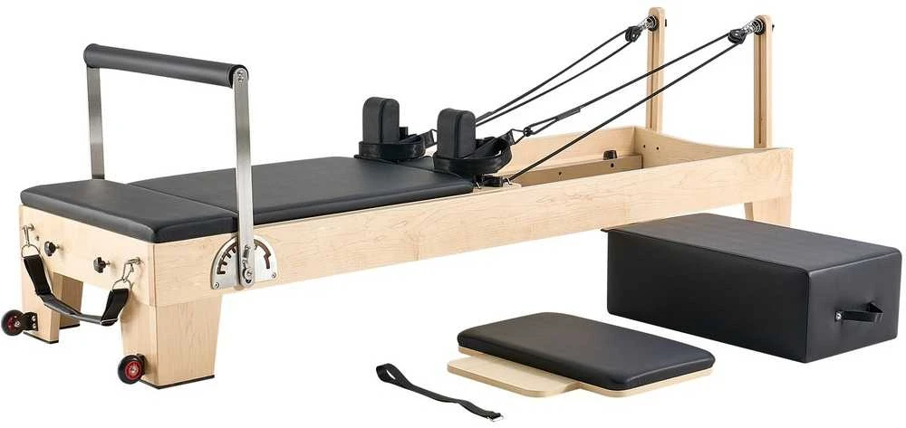 Pilateso Reformeris, Natūralaus Klevo, Tyliu Skriemuliu, Namams, su Pilates Dėže ir Šuolių Lenta, Treniruoklis, Mankštos Įranga