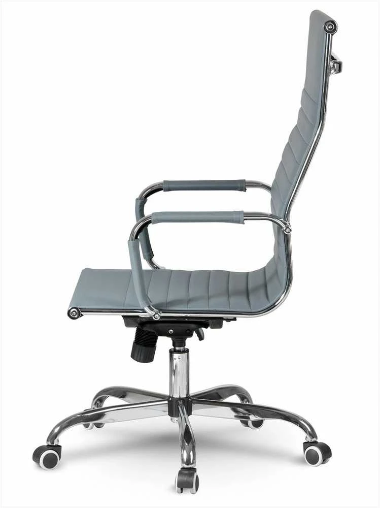 Pilka biuro kėdė, modernaus dizaino, ergonomiška pasukama kėdė, reguliuojamo aukščio, patogus sėdėjimas