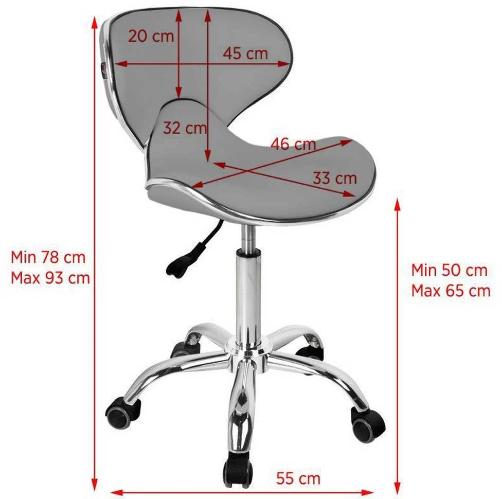 Activeshop Kosmetologinė meistro kėdutė Gabbiano Q-4599 Pilkas