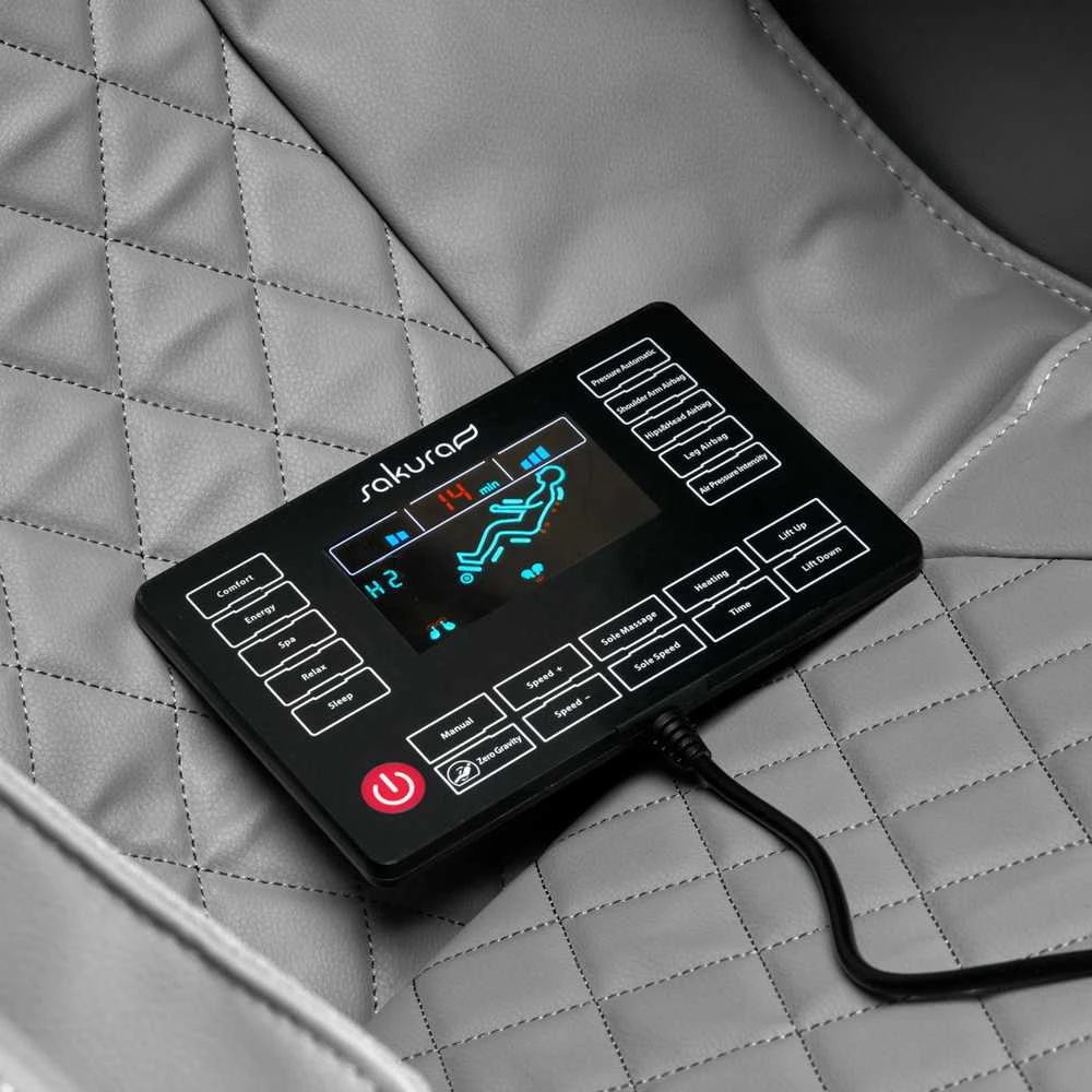 Pilka masažo kėdė, elektrinis viso kūno Shiatsu masažo krėslas su Bluetooth, šildoma nugara, nulinė gravitacija, namams ir biurui
