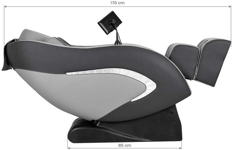 Pilka masažo kėdė, elektrinis viso kūno Shiatsu masažo krėslas su Bluetooth, šildoma nugara, nulinė gravitacija, namams ir biurui