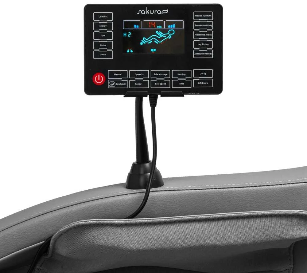 Pilka masažo kėdė, elektrinis viso kūno Shiatsu masažo krėslas su Bluetooth, šildoma nugara, nulinė gravitacija, namams ir biurui