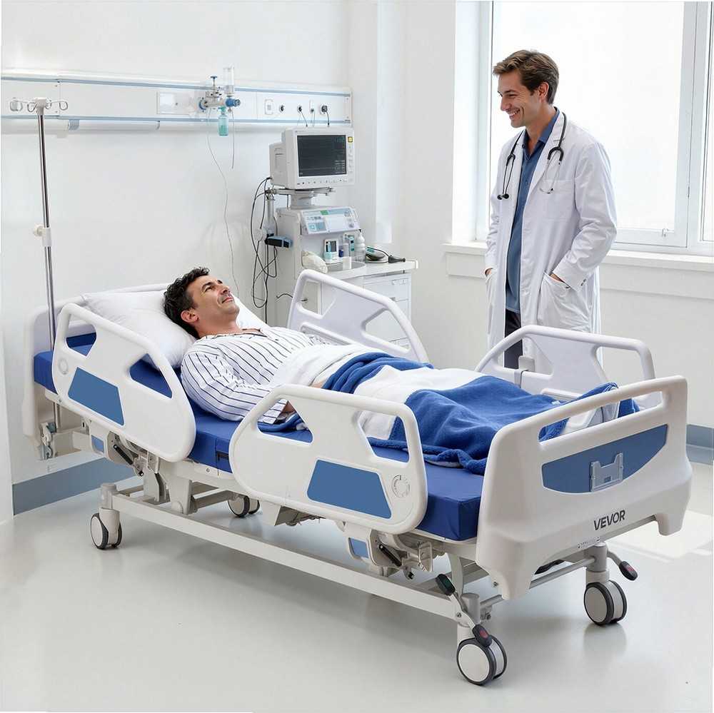 Pilnai elektrinė ligoninės lova namams ir klinikai su Trendelenburgo padėtimi, centrinė užrakto sistema, elektrinė medicininė lova, 250kg keliamoji galia, slaugos lova