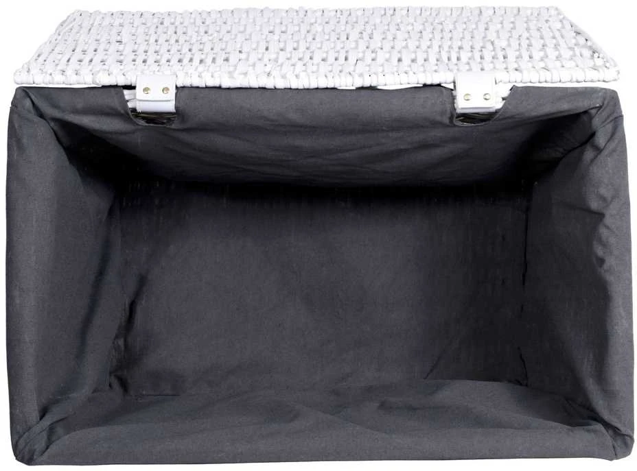 Pintinė skrynia 76x46x46 cm, 160L, balta/pilka skalbinių krepšys, rankų darbo vytelės krepšelis, drabužių dėžė