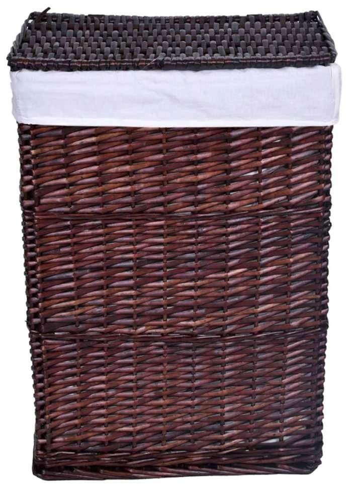 Pintinis krepšys 60x40x30 cm, 72L, rudas skalbinių krepšys, drabužių, skalbinių dėžė