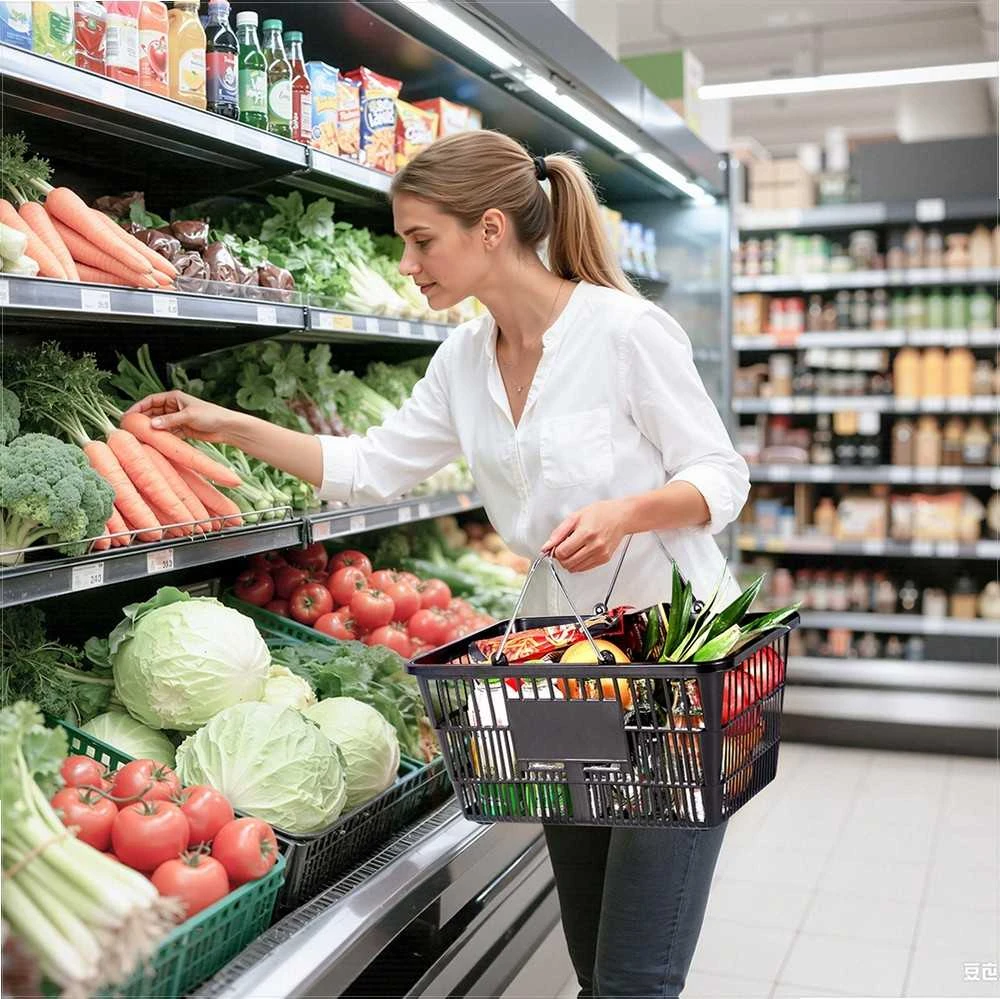 Pirkinių krepšiai, 12 vnt. sudedami PE plastiko krepšeliai su rankenomis, tanki tinklinė struktūra, 21 l talpa, mažmeninei prekybai ir namams, juodi, sandėliavimo krepšiai