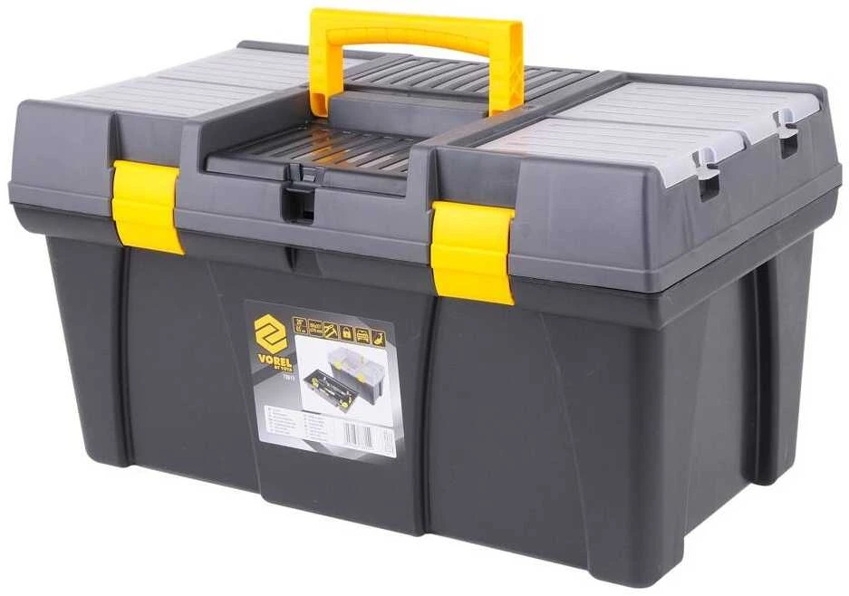 Plastikinė įrankių dėžė 26", su nuimamu dėklu, PVC įrankių dėžė, įrankių dėžė-organaizeris, įrankių laikymo dėžė