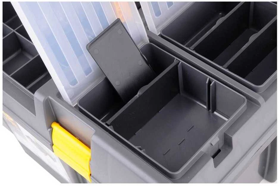 Plastikinė įrankių dėžė 26", su nuimamu dėklu, PVC įrankių dėžė, įrankių dėžė-organaizeris, įrankių laikymo dėžė