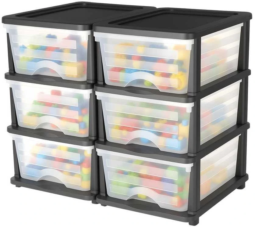 VEVOR 2 plastikinės stalčių dėžės su 6 stalčiais
