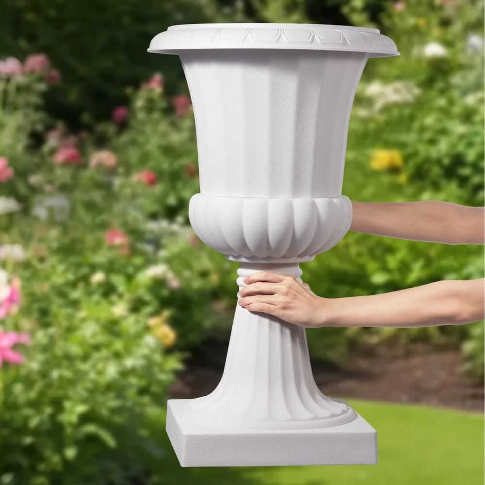 Plastikiniai urnos vazonai, 40 x 67 cm, klasikiniai gėlių vazonai, balta vaza vidaus lauko dekoravimui, sodo balkono terasos vestuvių renginiui