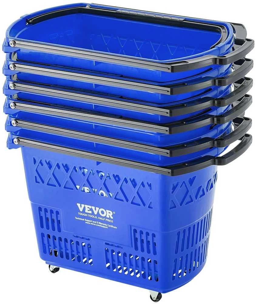 VEVOR Plastikinis pirkinių vežimėlis su ratukais