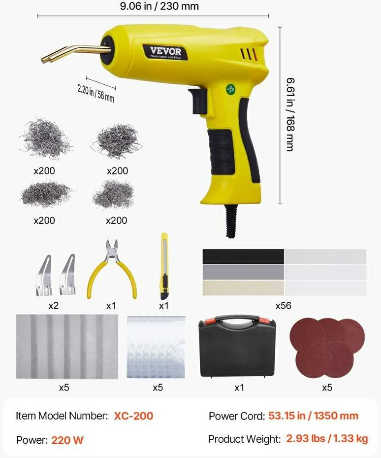 VEVOR Plastiko suvirinimo įrenginys 220W su 800 sąsagų ir 56 strypais