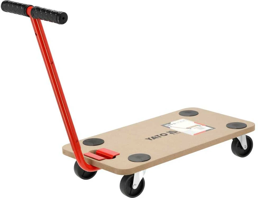 Platforminis vežimėlis su traukos strypu, 200 kg keliamoji galia, MDF platforma, 4 ratų platforminis vežimėlis