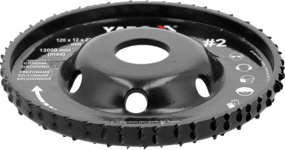 Yato Plieninė freza kampiniam šlifuokliui, 120 mm, universalus šlifavimo ir frezavimo įrankis, medienos freza, betono freza