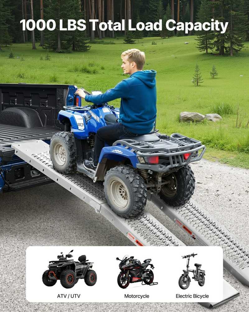 Plieninės pakrovimo rampos ATV UTV motociklams, tvirtos, sulankstomos rampos, 16,8kg pakrovimo rampos