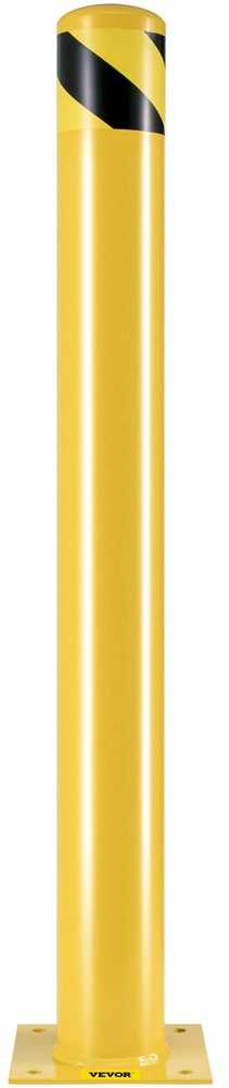 Plieninis apsauginis stulpelis, 107 cm aukščio, 11.4 cm skersmens, geltonas apsauginis stulpas automobilių stovėjimo aikštelėms, šaligatviams, įvažiavimams, 2 vnt. pakuotė
