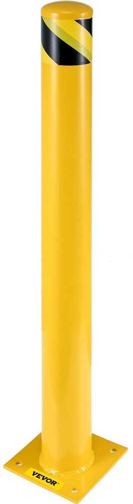 Plieninis apsauginis stulpelis, 122 cm aukščio, 14 cm skersmens, sunkiasvoris eismo stulpelis, geltonas apsauginis stulpas, stovėjimo aikštelės stulpelis