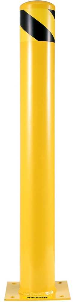 Plieninis apsauginis stulpelis, 122 cm aukščio, 14 cm skersmens, sunkiasvoris eismo stulpelis, geltonas apsauginis stulpas, stovėjimo aikštelės stulpelis