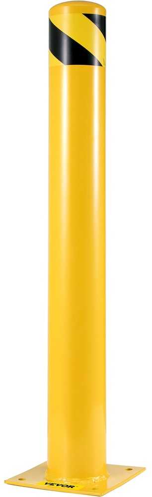 Plieninis apsauginis stulpelis, 122 cm aukščio, 14 cm skersmens, sunkiasvoris eismo stulpelis, geltonas apsauginis stulpas, stovėjimo aikštelės stulpelis