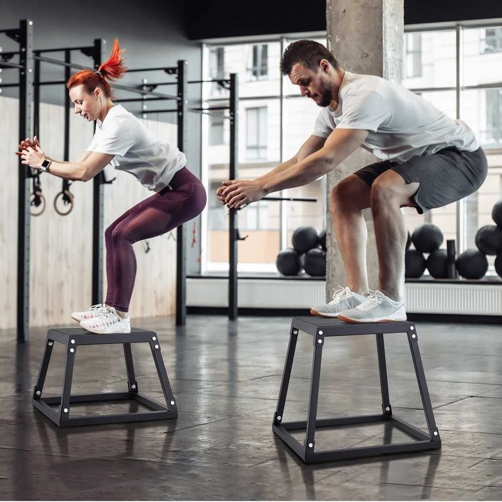 Pliometrinė dėžė 30.48 cm, plieno plio dėžė, neslystanti fitneso platforma, mankštos, šuolių lavinimo dėžutė, namų sporto įranga