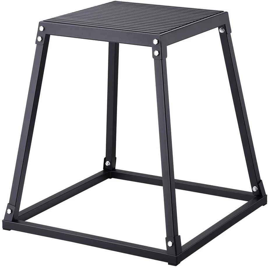 Pliometrinės šuolių dėžės, 3 viename rinkinys, 30.5 cm 45.8 cm 60.9 cm Plyo dėžė fitnesui, judrumo treniruotėms, pakylos platforma, namų sporto salės įranga, juoda