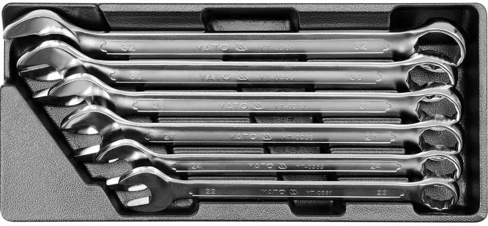 Yato Plokščiųjų veržliarakčių rinkinys 22-32 mm, chromuotas, skirtas dirbtuvėms, veržliarakčių rinkinys, žiedinių veržliarakčių rinkinys