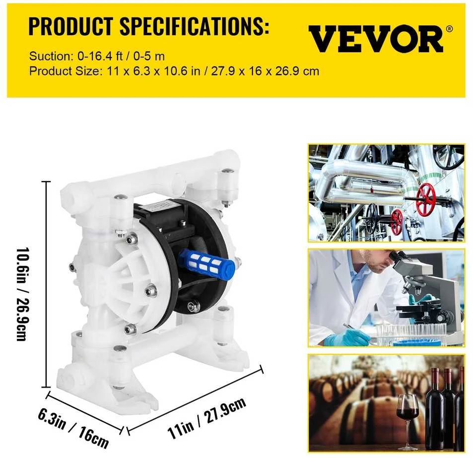 VEVOR Oro diafragminis siurblys, 7 GPM, 100 PSI, polipropilenas