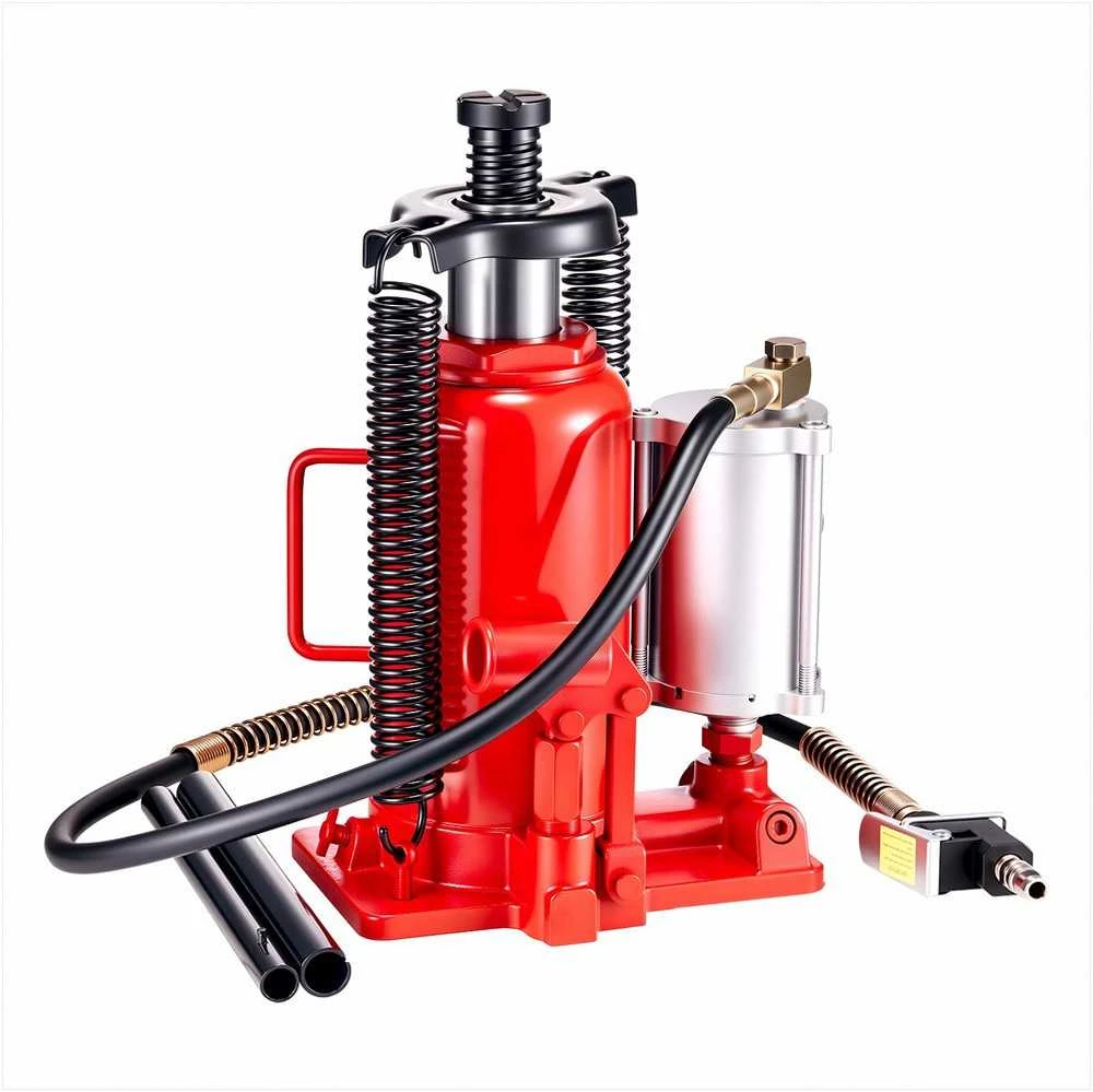 Pneumatinis hidraulinis butelio tipo keltuvas, 20 t, automobiliams, sunkvežimiams ir kemperiams, suvirintas domkratas, pneumatinis rankinis valdymas, garažo įranga, 260-495 mm kėlimo diapazonas