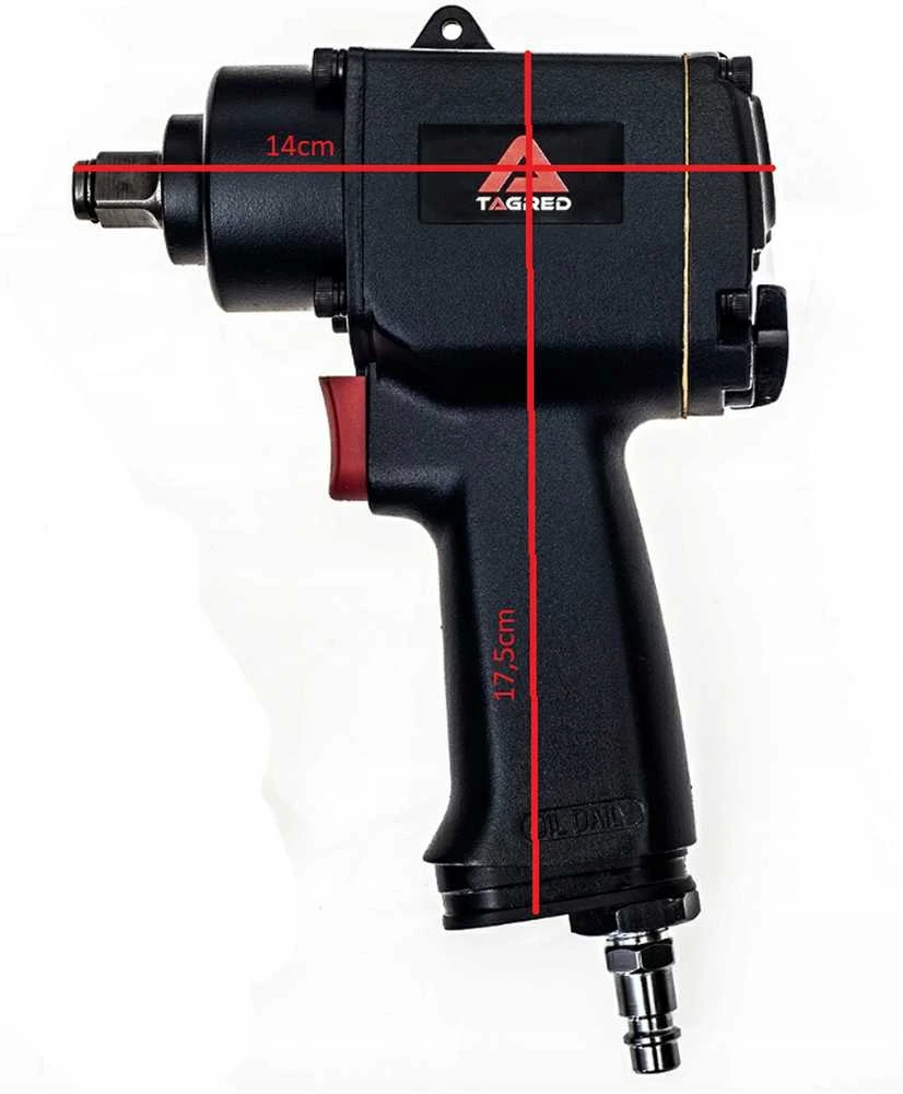 Pneumatinis smūginis veržliasukis, kompaktiškas mini dizainas, 1100 Nm atlaisvinimo sukimo momentas, „Twin Hammer“ mechanizmas, 12.7 milimetro sukimo antgalis