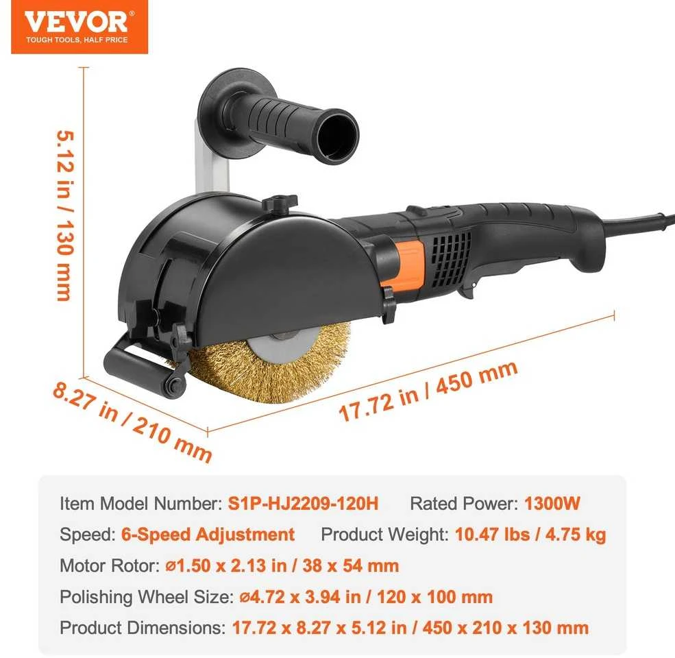 VEVOR Metalo poliravimo mašina 1300W, 6 greičiai