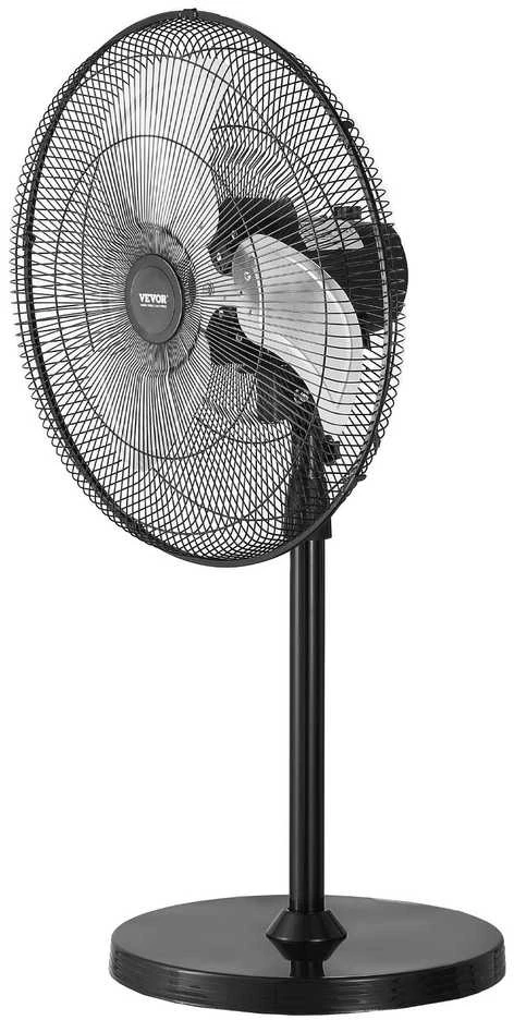 Pramoninis pastatomas ventiliatorius, 3 greičių osciliuojantis ventiliatorius, reguliuojamo aukščio pastatomas ventiliatorius, juodas metalinis ventiliatorius namams ir biurui