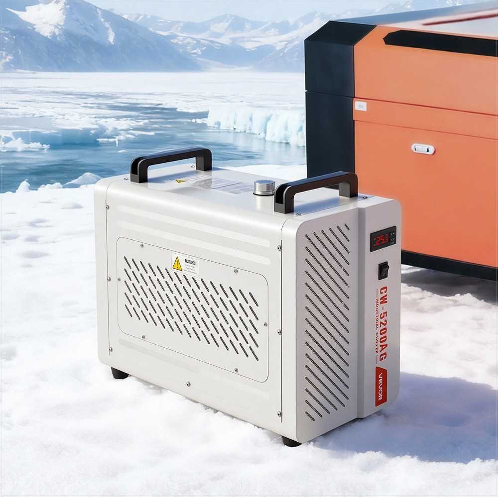 Pramoninis vandens aušintuvas CO2 lazerinio graviravimo ir pjovimo staklėms, su kompresoriumi, 7 L bako talpa, 13 L/min maksimalus srautas, lazerinis aušintuvas, aušinimo sistema