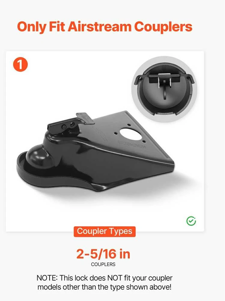 Priekabos Užraktas 58.6 mm Kabliams, Apsauga nuo Vagysčių, Tvirtas Vilkimo Kablio Užraktas, Karavanui, Nameliui ant Ratų