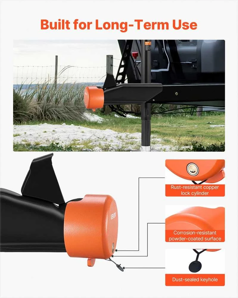 Priekabos užraktas poilsio transporto priemonėms, priekaboms, valtims, sunkaus tipo sukabinimo įtaiso spyna su 4 raktais, tinka 47.5, 50.6 ir 58.6 mm tiesioms jungtims, apsauga nuo vagystės, saugos užraktas