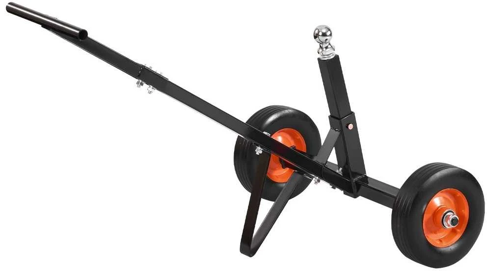 Priekabos vežimėlis 272 kg, reguliuojamas aukštis, 47.3 mm rutulys, kietos padangos, priekabų perkėlėjas, valtis, kemperis