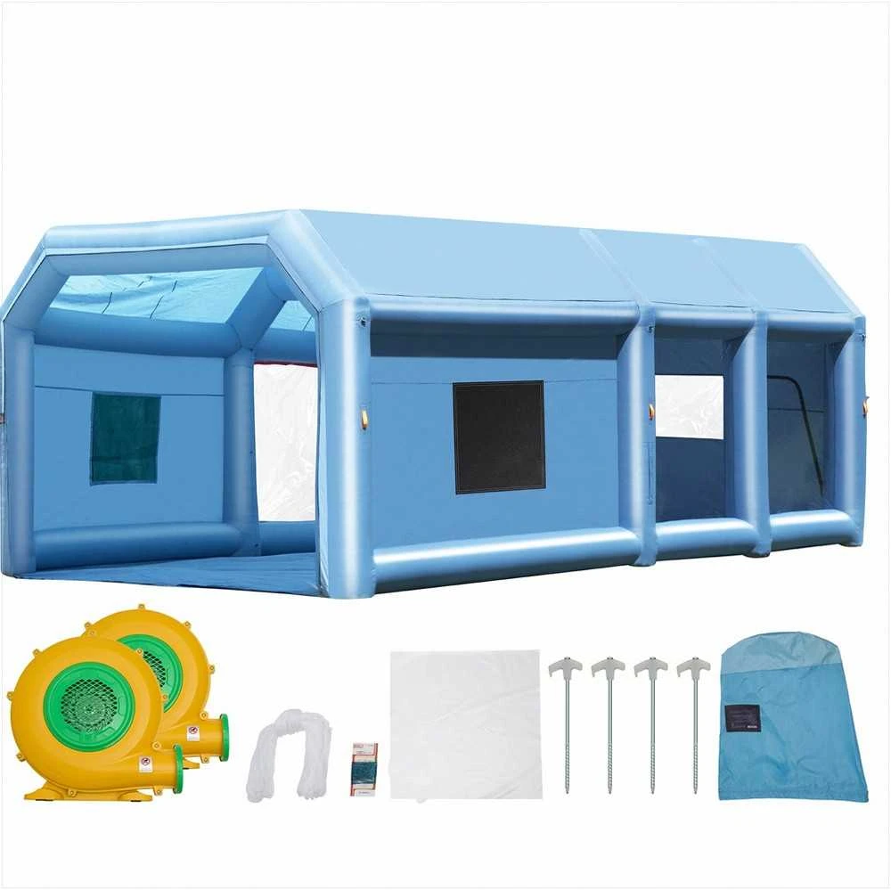 Pripučiama dažymo kabina, 9 x 4.8 x 3.6 m, dideliems sunkvežimiams furgonams technikai, su 950W 750W pūstuvais oro filtrų sistema, nešiojama purškimo kabina automobilių dažymui