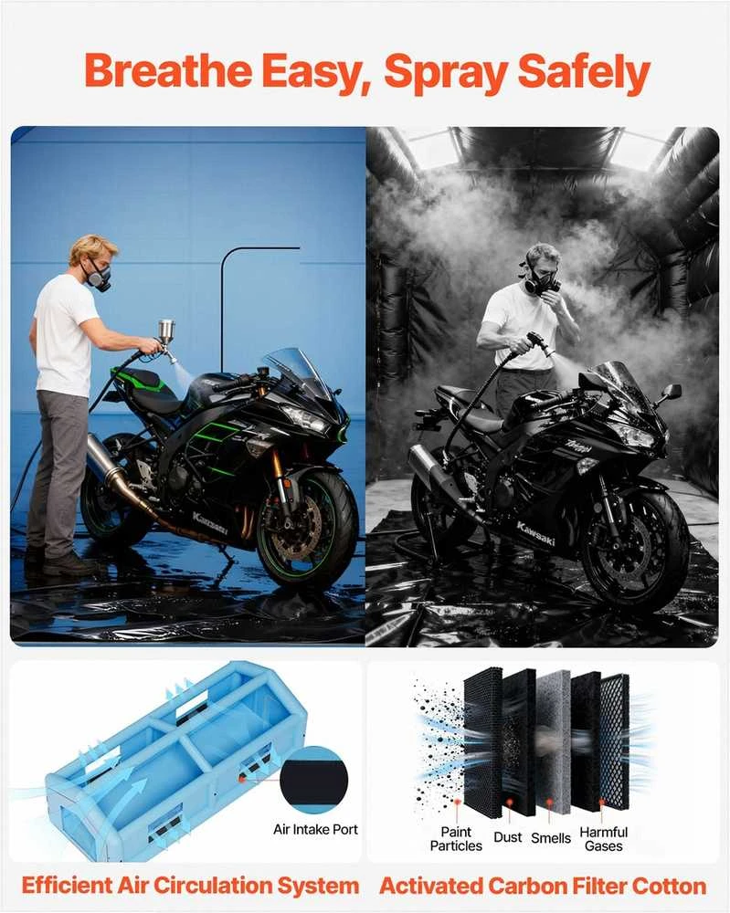 Pripučiama dažymo kamera automobiliams, sunkvežimiams, dideliems baldams, su 950W 1100W pūstuvais, oro filtravimo sistema, trikampiu stogu, nešiojama purškimo kabina