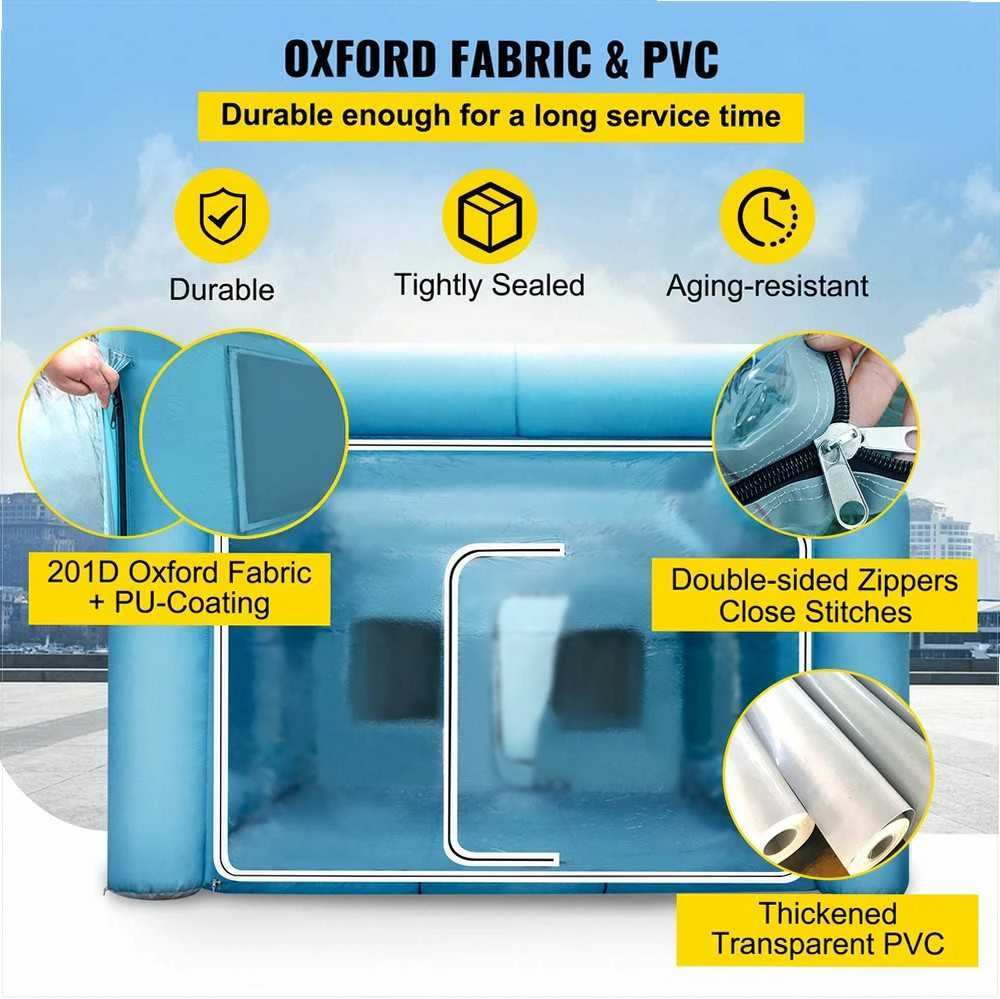 VEVOR Pripučiama dažymo palapinė 9 x 6 x 4 m su filtru ir 2 ventiliatoriais